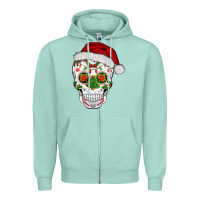 Seafoam sugar skull  christmas Zipper Hoodie - BarkalooDesign