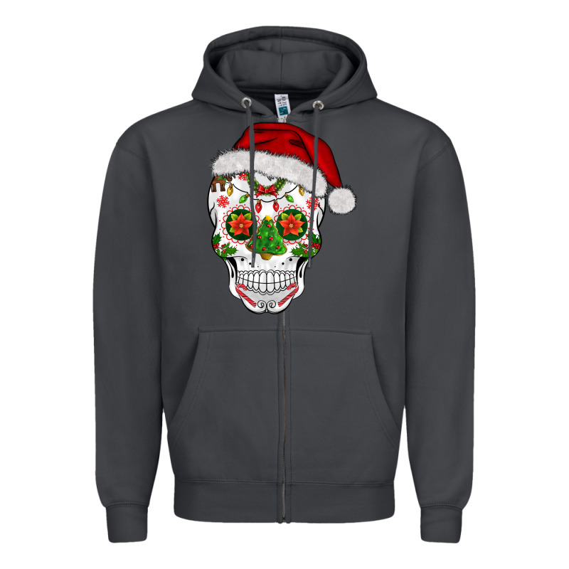 Sugar Skull  Christmas Zipper Hoodie by BarkalooDesign | Teevron