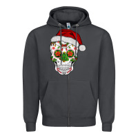 Smoke sugar skull  christmas Zipper Hoodie - BarkalooDesign