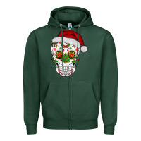 Sports Green sugar skull  christmas Zipper Hoodie - BarkalooDesign