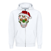 White sugar skull  christmas Zipper Hoodie - BarkalooDesign