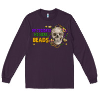 Plum On tuesdays we wear beads skull Long Sleeve Tee - FaDigitalArtStudio