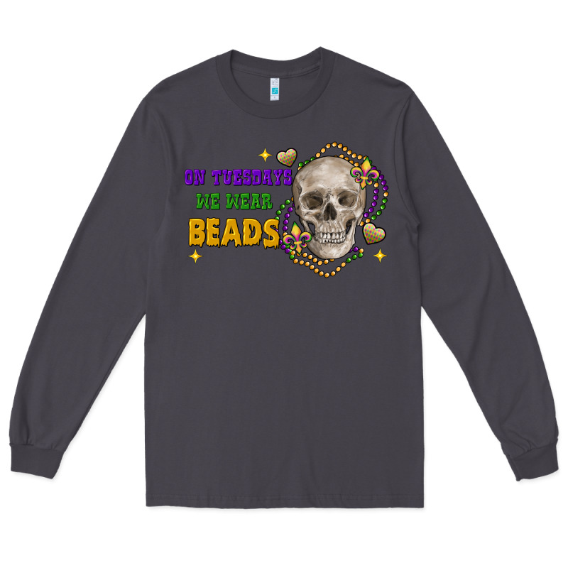 On Tuesdays We Wear Beads Skull Long Sleeve Tee by FaDigitalArtStudio | Teevron
