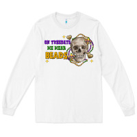 White On tuesdays we wear beads skull Long Sleeve Tee - FaDigitalArtStudio