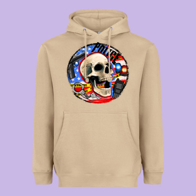 Police Skull And Police Equipment Heavyweight Hoodie Designed By Adodesignshop