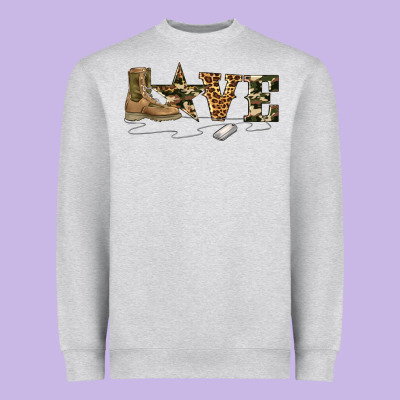 Camouflage Military Boots Love Heavyweight Sweatshirt Designed By Artiststas
