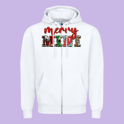 Christmas Merry Mini Zipper Hoodie Designed By Barkaloodesign