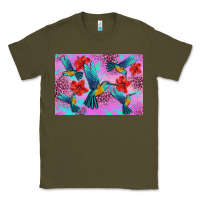 Army Green Flower Hummingbird Classic Tee - Artiststas
