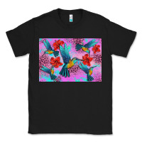 Black Flower Hummingbird Classic Tee - Artiststas