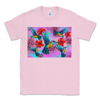 Bubblegum Pink Flower Hummingbird Classic Tee - Artiststas