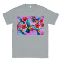 Heather Grey Flower Hummingbird Classic Tee - Artiststas