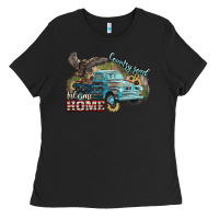 Black Truck USA country road take me home 4th of july Ladies Tee - HowdyJamesFarm