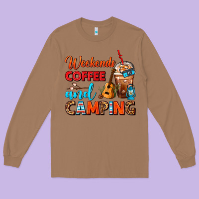 Weekends Coffee And Camping Frappe Coffee Long Sleeve Tee Designed By Fadigitalartstudio