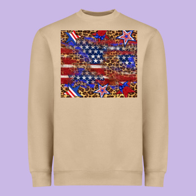 American Flag And Star Leopard Heavyweight Sweatshirt Designed By Artiststas