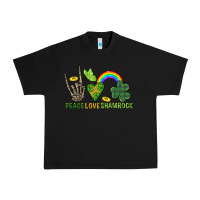 Black Peace Love Shamrock  St. Patrick's Day Urban Heavy Tee - CowGirlArtShop