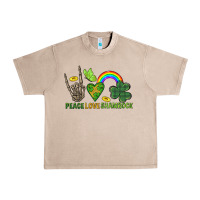French Oak Peace Love Shamrock  St. Patrick's Day Urban Heavy Tee - CowGirlArtShop