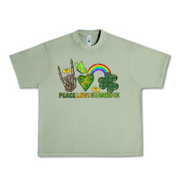Oil Green Peace Love Shamrock  St. Patrick's Day Urban Heavy Tee - CowGirlArtShop