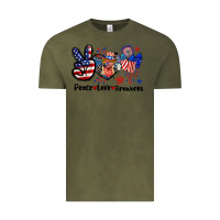 Vintage Olive Peace love fireworks 4th of july Vintage Tee - CowGirlArtShop