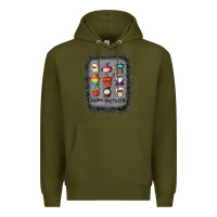 Army Green halloween funny set ghost mummy witch vampire and pumpkin t shirt Premium Hoodie - maiPhamDesign