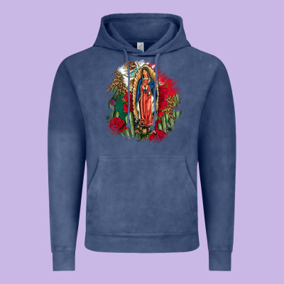 Our Lady Of Guadalupe Mexican Flag Cactus Roses Vintage Hoodie Designed By Fadigitalartstudio