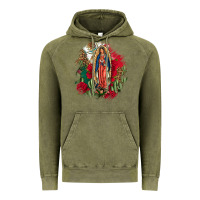 Vintage Olive Our Lady Of Guadalupe Mexican Flag Cactus Roses Vintage Hoodie - FaDigitalArtStudio