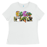 White Egg hunter Easter Day Ladies Tee - HowdyJamesFarm