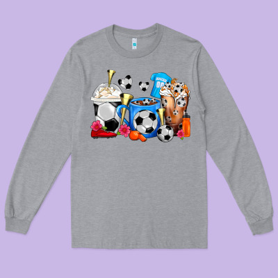 Soccer Coffee Cups Long Sleeve Tee Designed By Fadigitalartstudio