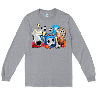 Heather Grey Soccer Coffee Cups Long Sleeve Tee - FaDigitalArtStudio