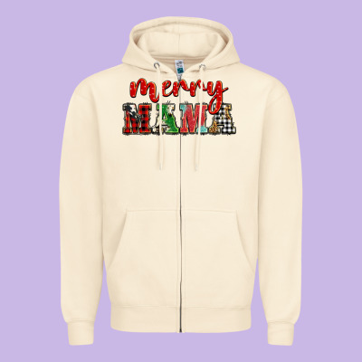 Christmas Merry Mama Zipper Hoodie Designed By Barkaloodesign