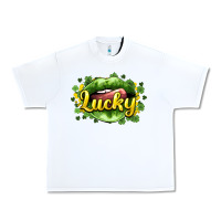 White St. Patrick's Day lips lucky Urban Heavy Tee - HowdyJamesFarm