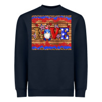 Navy american flag gnomes love star leopard glitter Heavyweight Sweatshirt - Artiststas