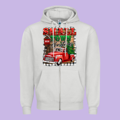 Small Town Christmas Zipper Hoodie Designed By Barkaloodesign