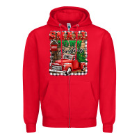 Red small town christmas Zipper Hoodie - BarkalooDesign