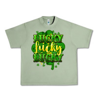 Oil Green lucky lucky lucky clover St. Patrick's Urban Heavy Tee - HowdyJamesFarm