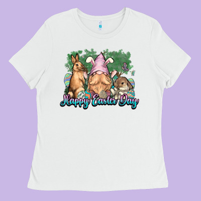 Gnome Bunny Happy Easter Day Ladies Tee Designed By Howdyjamesfarm