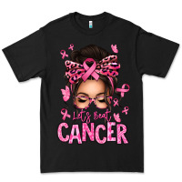 Black lets beat cancer afro messy bun Premium Tee - texasbilliewilder