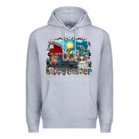 Heather Grey Happy Easter Premium Hoodie - CowhideDigitalArt