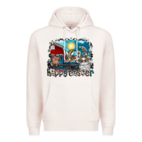 Pale Pink Happy Easter Premium Hoodie - CowhideDigitalArt