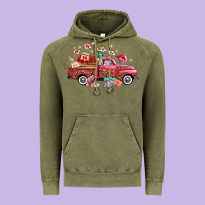 Western Valentines Day Truck Photography Love Side Vintage Hoodie Designed By Fadigitalartstudio