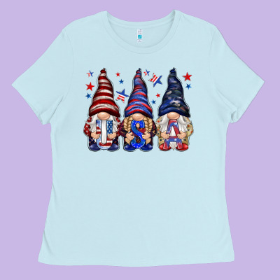 Usa Gnomies 4th Of July Ladies Tee Designed By Howdyjamesfarm