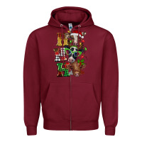 Burgundy Christmas ho ho ho cow Zipper Hoodie - BarkalooDesign