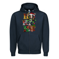 Navy Christmas ho ho ho cow Zipper Hoodie - BarkalooDesign