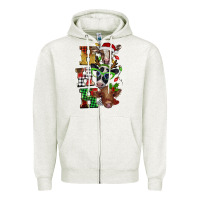 Oatmeal Heather Christmas ho ho ho cow Zipper Hoodie - BarkalooDesign