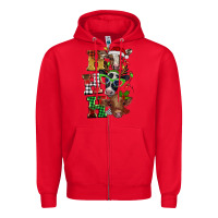 Red Christmas ho ho ho cow Zipper Hoodie - BarkalooDesign