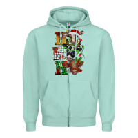 Seafoam Christmas ho ho ho cow Zipper Hoodie - BarkalooDesign