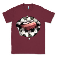 Burgundy Soccer lips Classic Tee - HowdyJamesFarm