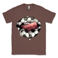 Chestnut Soccer lips Classic Tee - HowdyJamesFarm