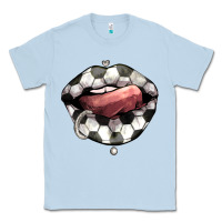 Dusty Blue Soccer lips Classic Tee - HowdyJamesFarm