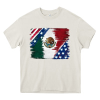 Cream Mexican With American Flag Heavy Core Tee - RanaPortraitStore