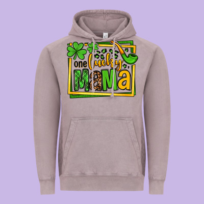 One Lucky Mama St. Patrick's Vintage Hoodie Designed By Oliviacreatesart